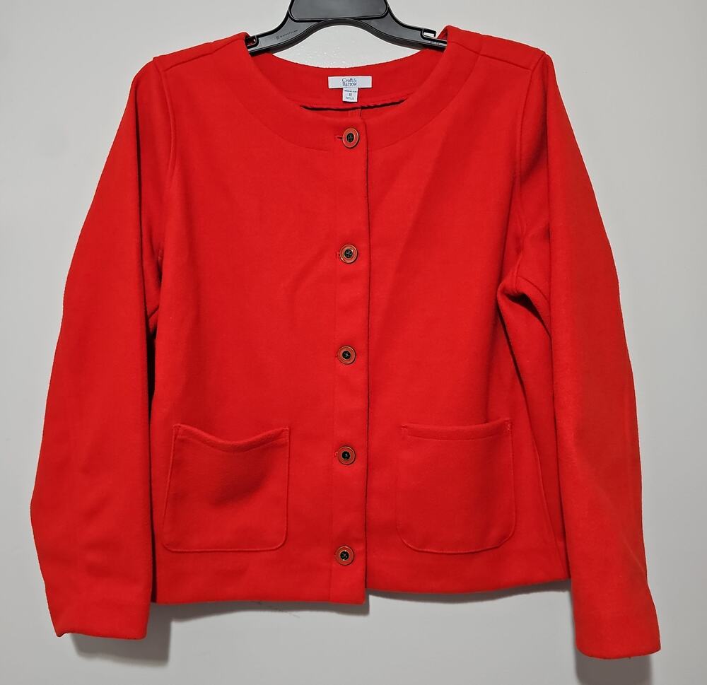 Croft & Barrow Jacket Cardigan Button Front Red Womens 1X Plus